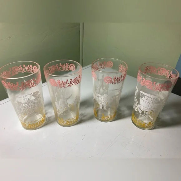 Vintage Pink and Gold Decorative Glass Set - Picture 1 of 6